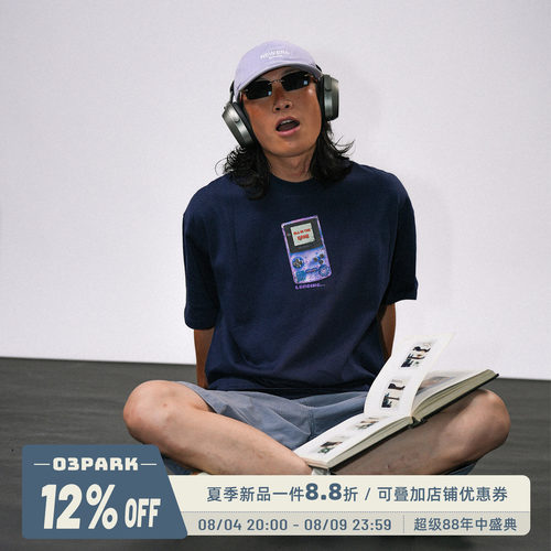O3PARK宽松GAMEBOY印花短袖T恤
