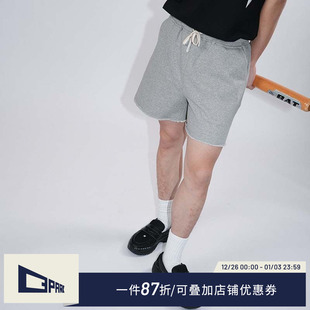 重磅毛边卷边短卫裤 O3PARK夏新百搭宽松运动休闲四分短裤 美式