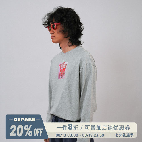 O3PARK骷髅樱桃印花长袖T恤