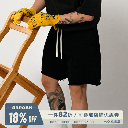 o3park五分毛边短卫裤