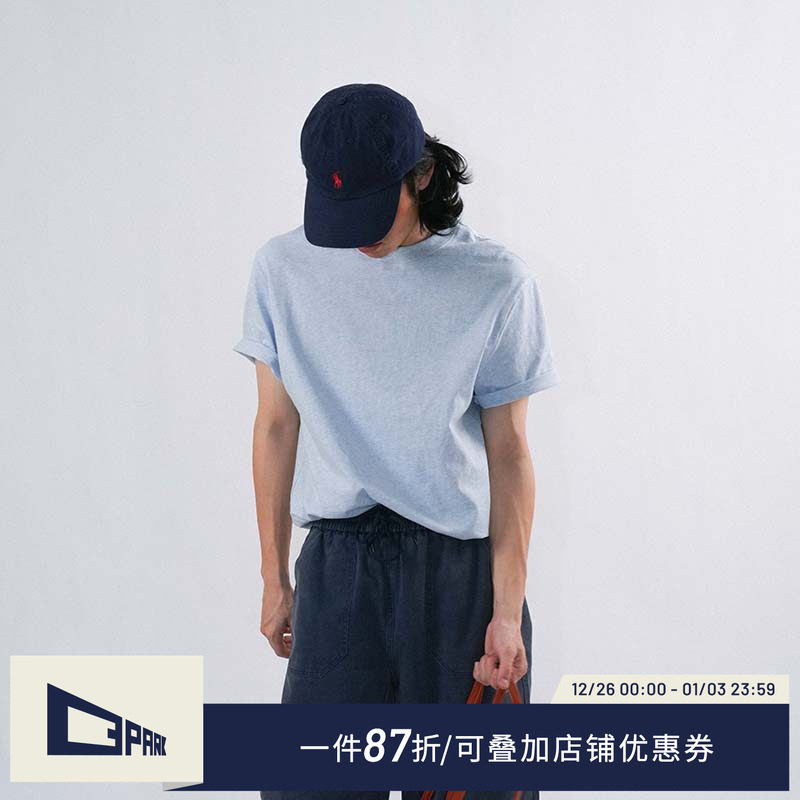 O3PARK彩色花灰蓝花灰纯色短袖