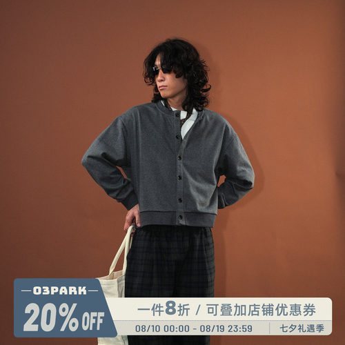 O3PARK复古英伦短款针织开衫