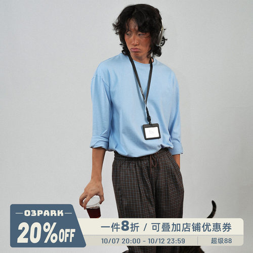 o3park休闲纯色长袖T恤