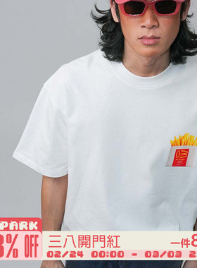 O3PARK夏季新款索洛纳速干凉感短袖宽松百搭趣味薯条印花T恤
