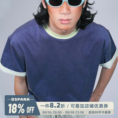 O3PARK复古双色短袖T恤