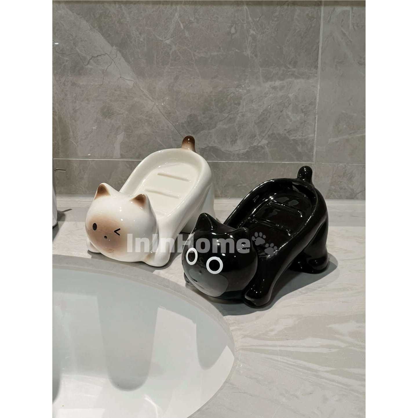 ININ陶瓷肥皂碟卫生间洗漱台沥水台面置物架家饰软装搭配套