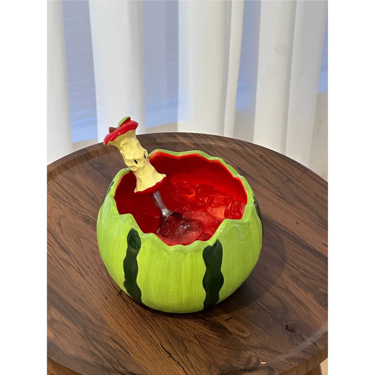 #ININ西瓜碗陶瓷西瓜收纳多功能陶瓷收纳家饰软装搭配YF