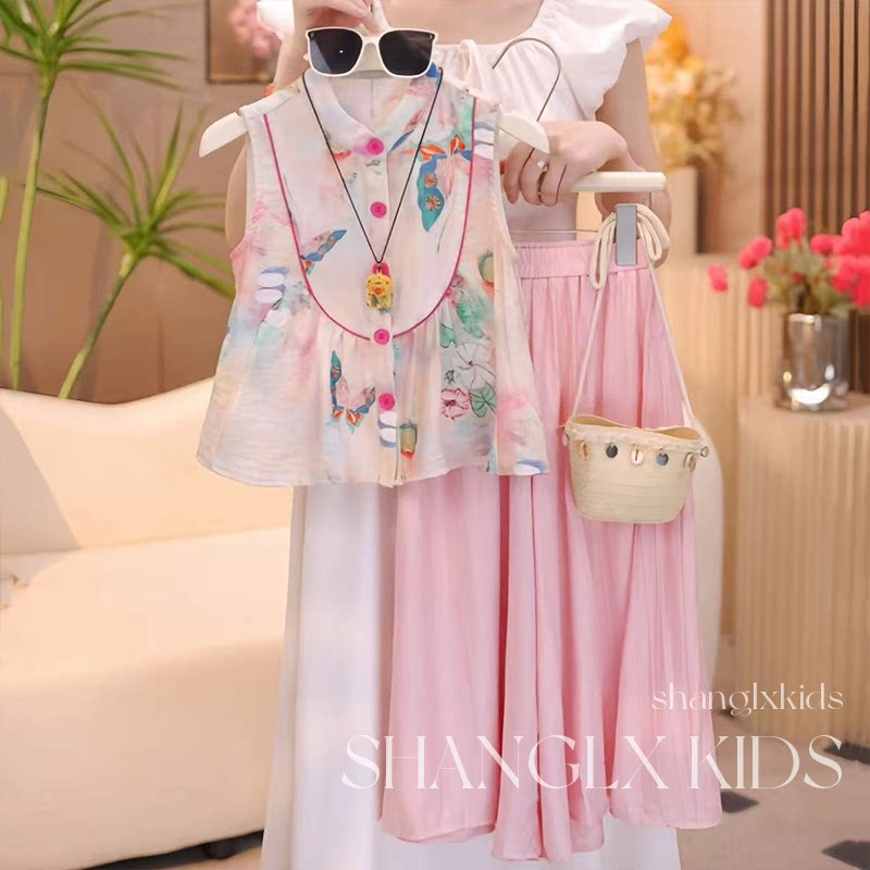 2026超火女童装套装娃娃衫阔腿裤子夏季新款儿童衣服女孩潮流夏装 - 实物图