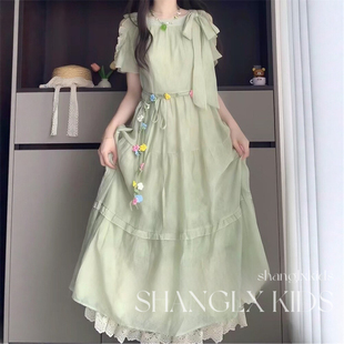 女童裙子夏薄款高级感公主风女生2026新款儿童夏季中长裙女孩衣服