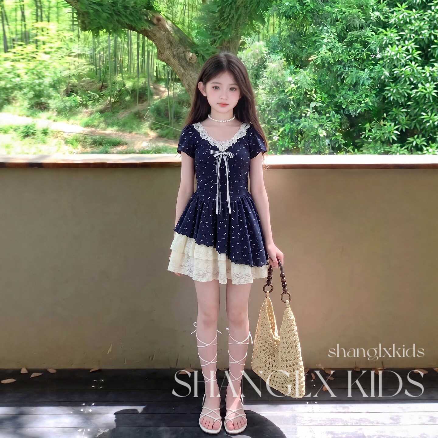 女童夏季高级感裙子女大童轻奢小众高端连衣裙2026新款夏天中长裙 - 实物图