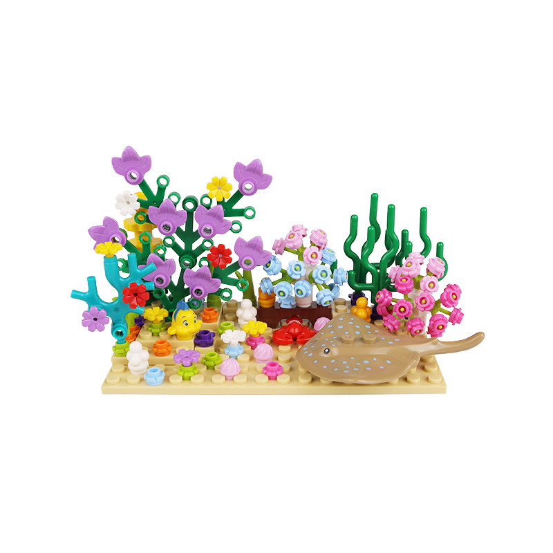 适用于乐高海底世界海洋动物海豚鲨鱼场景配件大白鲨积木人仔玩具