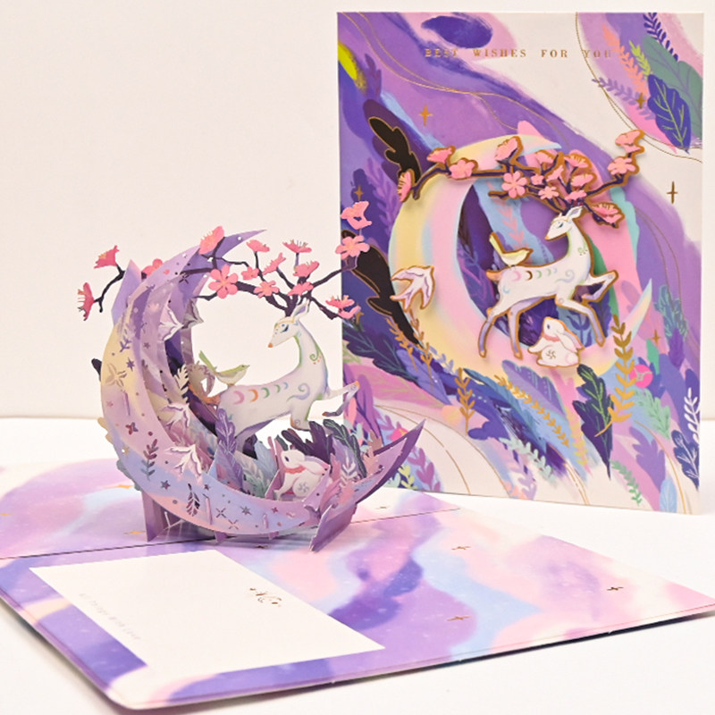 采购产品高端精美3D立体贺卡带信封,高端贺卡,烫金折叠贺卡,DI