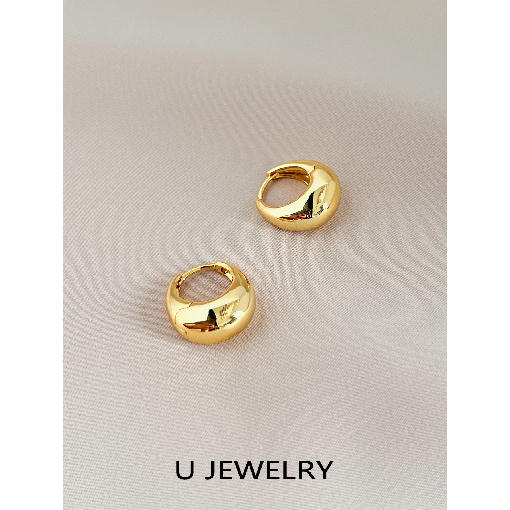 白百何同款水滴形镀金耳环耳钉女