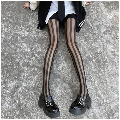光腿神器条纹丝袜女性感显黑色