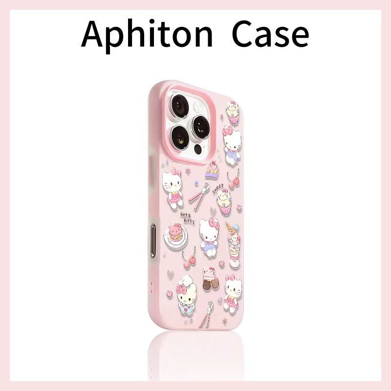 满屏甜品凯蒂适用苹果16promax果冻肤感二合一手机壳iPhone14/13可爱卡通12/11华为P70vivo小米15PROoppo保护