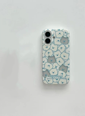 满屏白色狗适用苹果17promax高透透明手机壳iPhone16pro/14plus/13/12/11/华为P70vivo小米17oppo防摔保护套