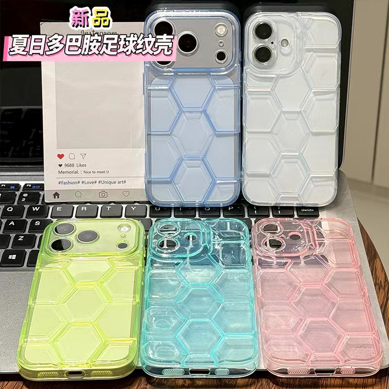 夏日多巴胺适用于苹果17promax足球纹手机壳iPhone16/15/14/13pro简约个性14/13/12全包防摔壳13pro卡通新款