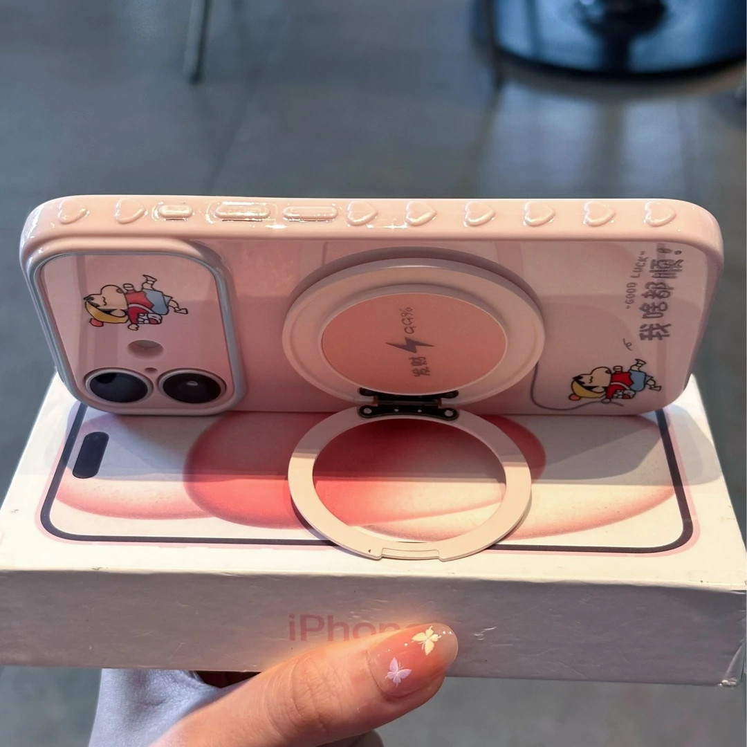 啥都顺小新360支架适用苹果17/16promax秒变17大视窗爱心手机壳iPhone华为P90vivo小米17oppo个性男女保护套