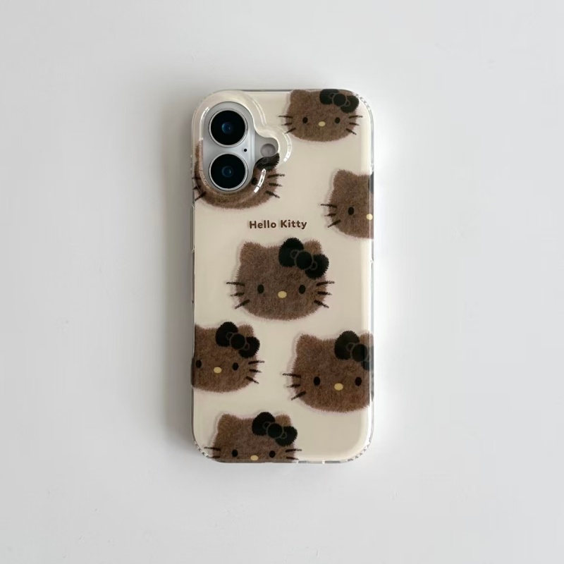 棕皮kitty酱适用苹果17promax大孔手机壳iPhone17新款17/16/15/14/13个性创意vivo华为P70oppo小米15防摔保护