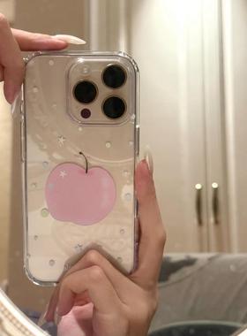 蝴蝶结小熊蛋糕适用苹果17promax高透透明手机壳iPhone16pro/14/13/12/11x/xr华为P70vivo小米1514oppo防摔套
