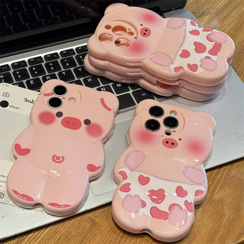 搞怪裤衩小猪适用苹果17/18proma小熊手机壳iPhone16/15/14/13pro小众创意高级个性男女网红全包防摔保护套潮