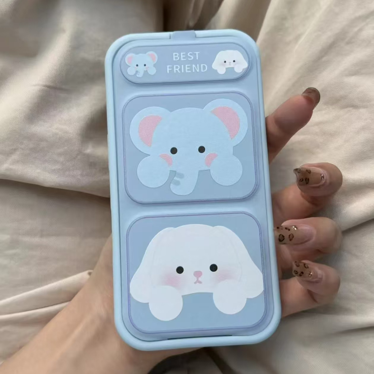 大象小兔子磁吸翻盖皮套适用苹果17promax手机壳iPhone17/16/15/14/13pro小众创意vivo华为P70小米17oppo女款