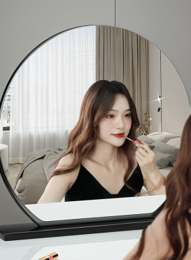 ins化妆镜台式美妆简约梳妆台镜大号桌面镜卧室现代高清镜子宿舍