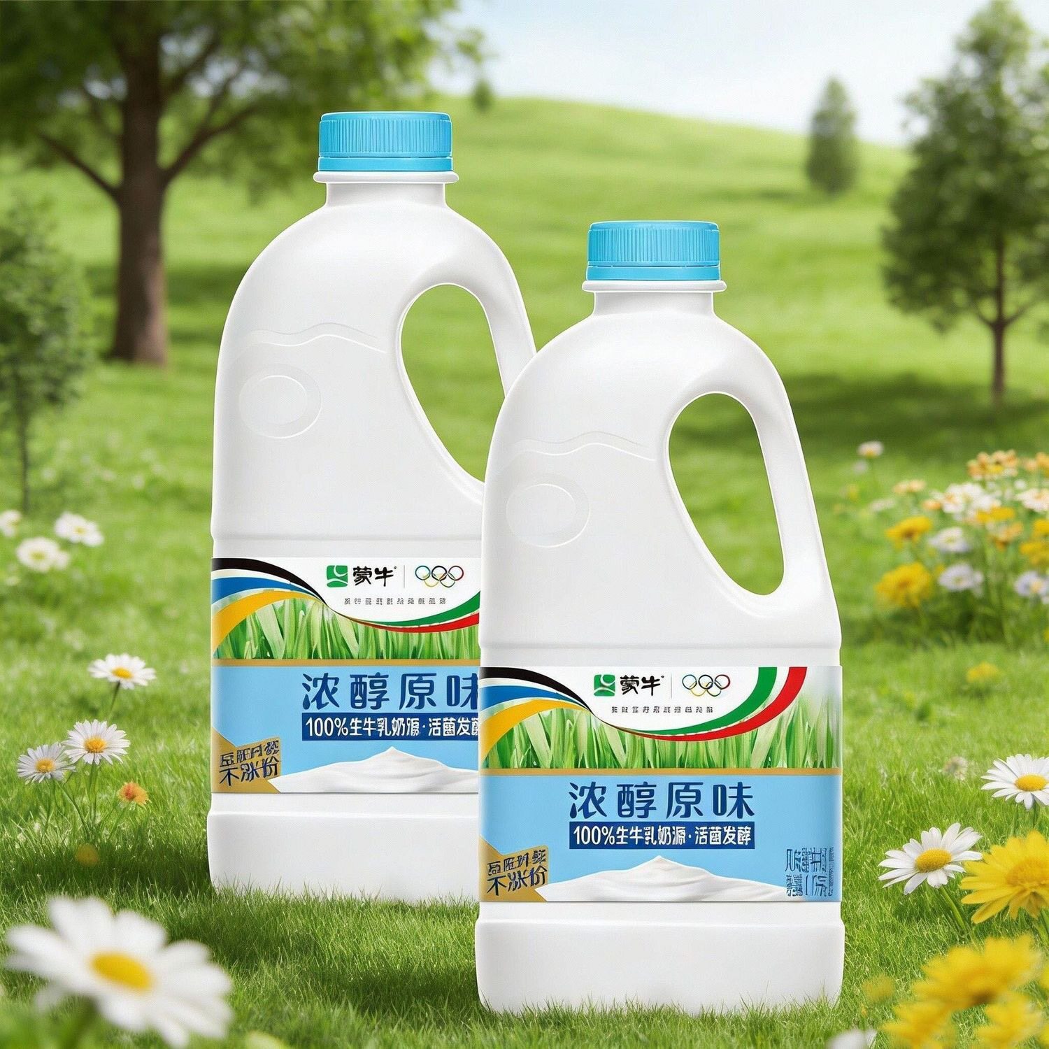 蒙牛酸奶原味益生菌风味酸牛奶1.1kg家庭装水果捞原料酸奶2瓶装