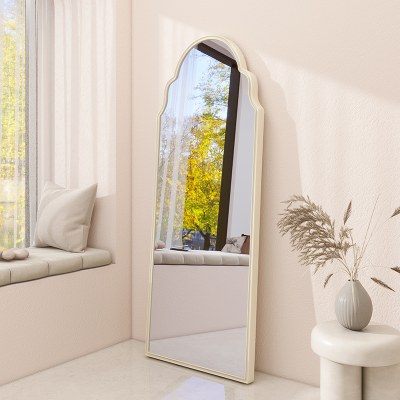 落地全身镜波浪异形法式奶油风镜子客厅高级感女生试衣全身穿衣镜