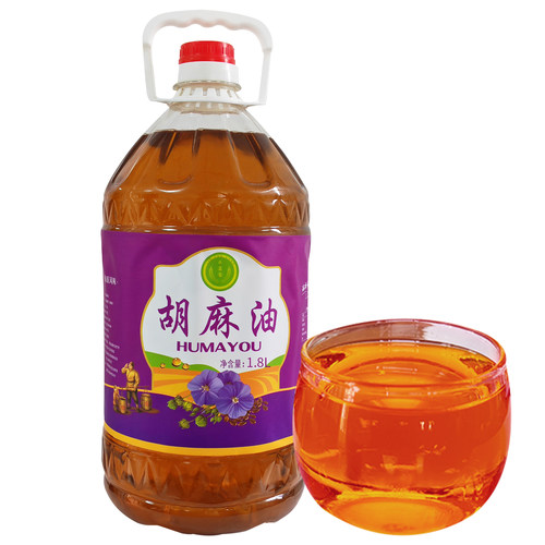 宁夏西海固熟制胡麻油非转基因纯正天然家用物理压榨醇香1.8L/桶