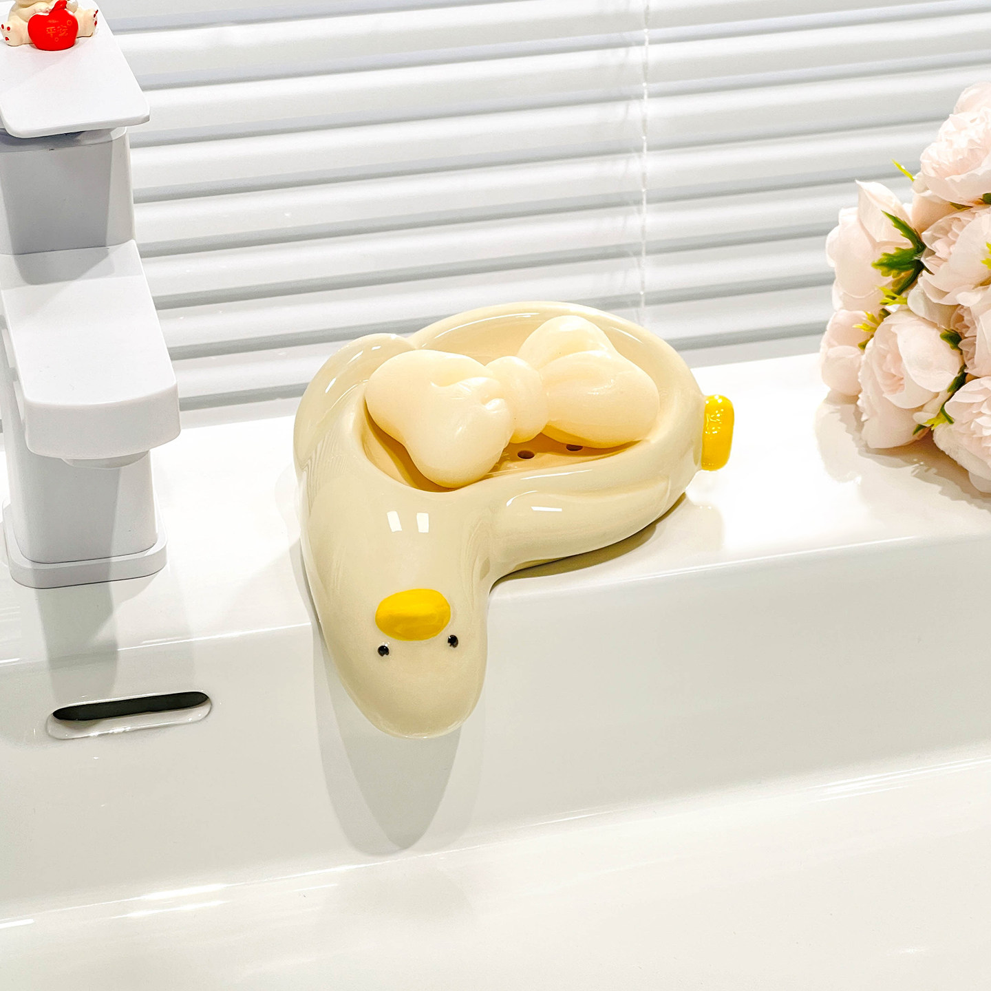 创意陶瓷肥皂盒家用可爱鸭子卫生间洗手台面沥水排水置物架香皂盒,家庭/个人清洁工具,皂盒,淘宝优惠券,粉丝福利购,淘宝优惠卷