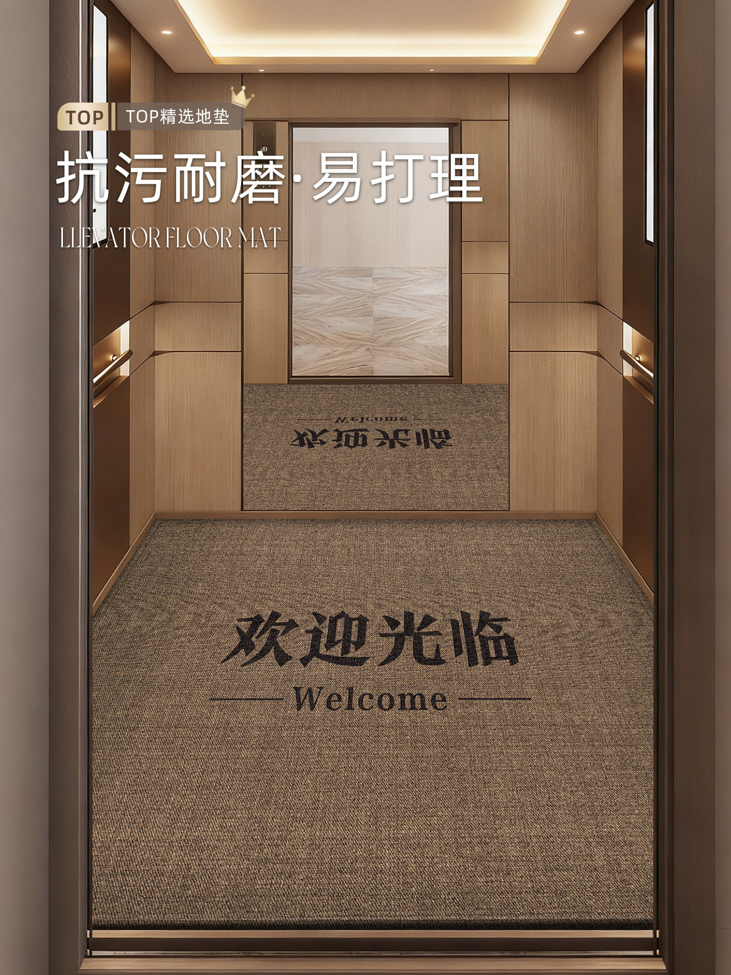 电梯轿厢地垫高端入户门口耐磨耐刮脚垫轻奢风好打理免洗可擦地毯