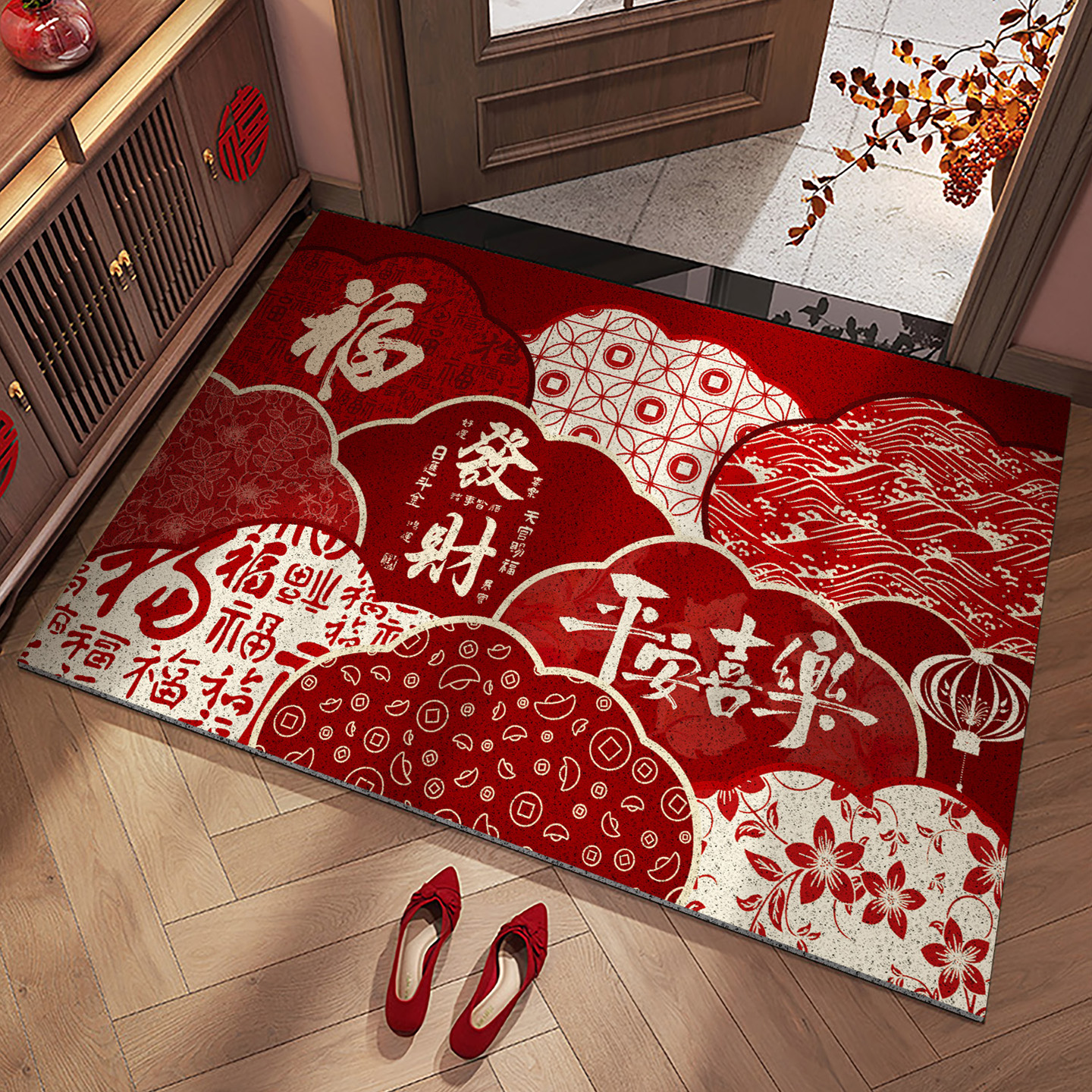 丝圈入户门垫新中式耐脏免洗地垫