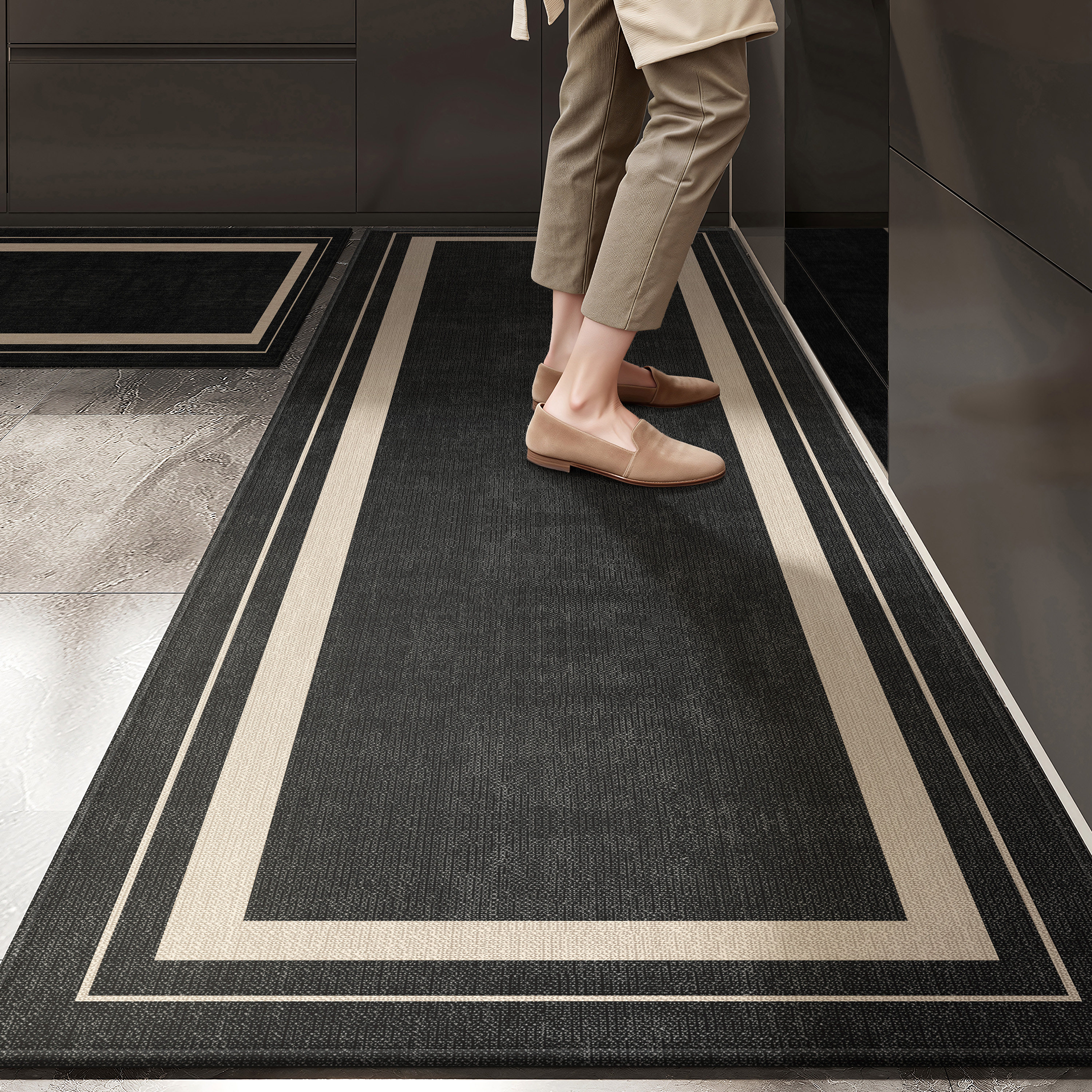 厨房专用地垫高级感可擦免洗脚垫家用可定制条形耐脏防滑防摔地毯,居家布艺,厨房地垫,淘宝优惠券,粉丝福利购,淘宝优惠卷