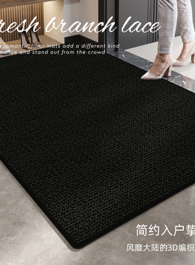 黑色入户门地垫仿剑麻家用地毯防滑进门门垫大门口玄关脚垫可裁剪
