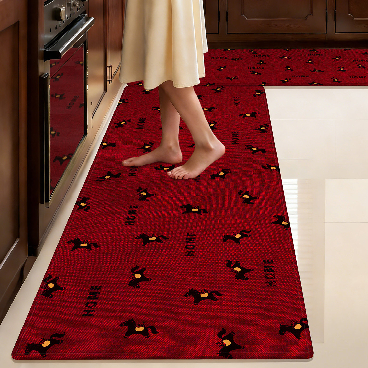 马年厨房地垫高级感家用耐脏免洗脚垫可定制条形红色防摔防滑地毯,居家布艺,厨房地垫,淘宝优惠券,粉丝福利购,淘宝优惠卷