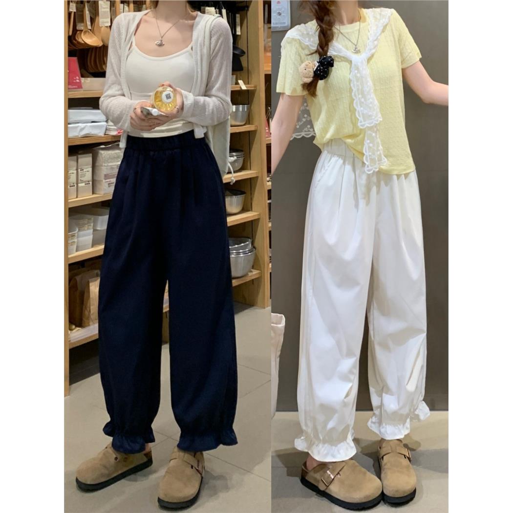 日系花苞九分灯笼裤女春