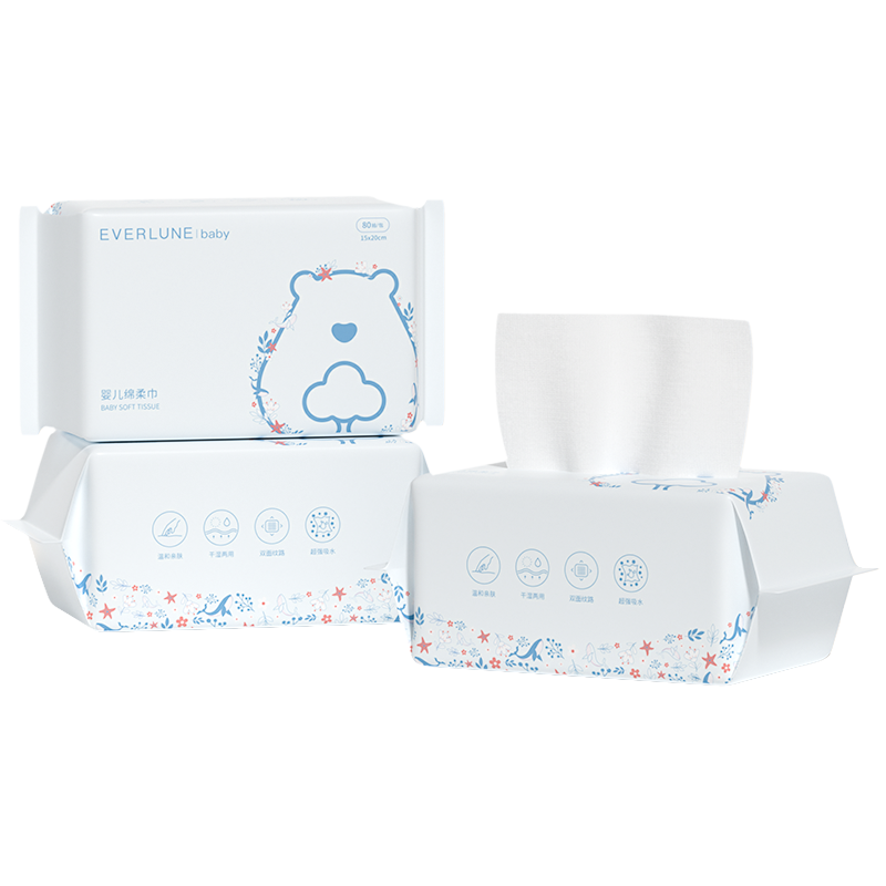 EVERLUNE爱维伦婴儿干湿两用绵柔巾洗屁屁洗脸专用加大加厚洁面巾
