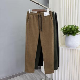 灯芯绒加绒加厚防寒保暖长裤 冬 松紧腰直筒复合绒休闲户外百搭男裤