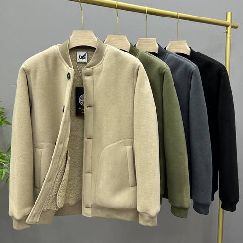 立领春秋冬加绒加厚夹克棉服外套