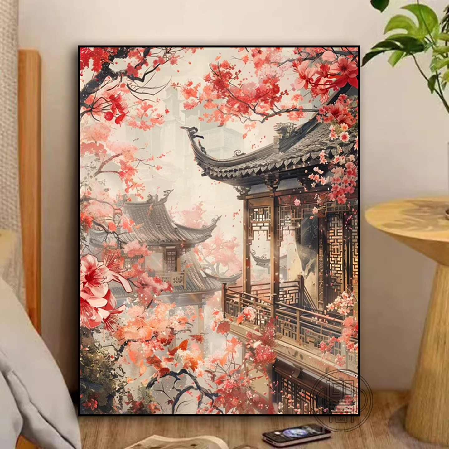 古风钻石画满钻新款手工diy粘钻画带框方钻风景楼阁材料包砖石画图片