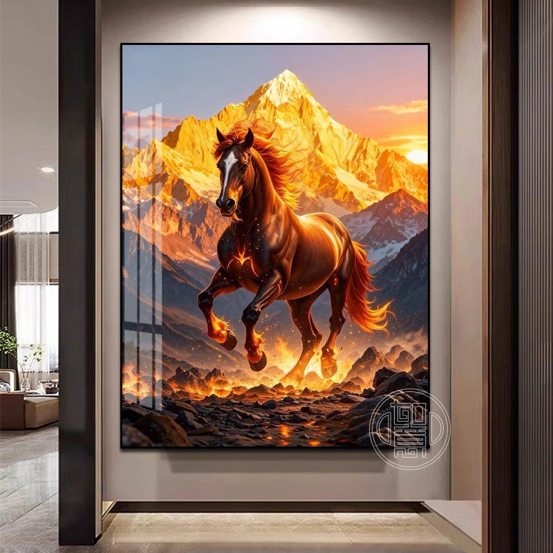 日照金山马钻石画2026新款客厅马年生肖高级感贴钻画带框方钻石绣,居家布艺,钻石绣,淘宝优惠券,粉丝福利购,淘宝优惠卷