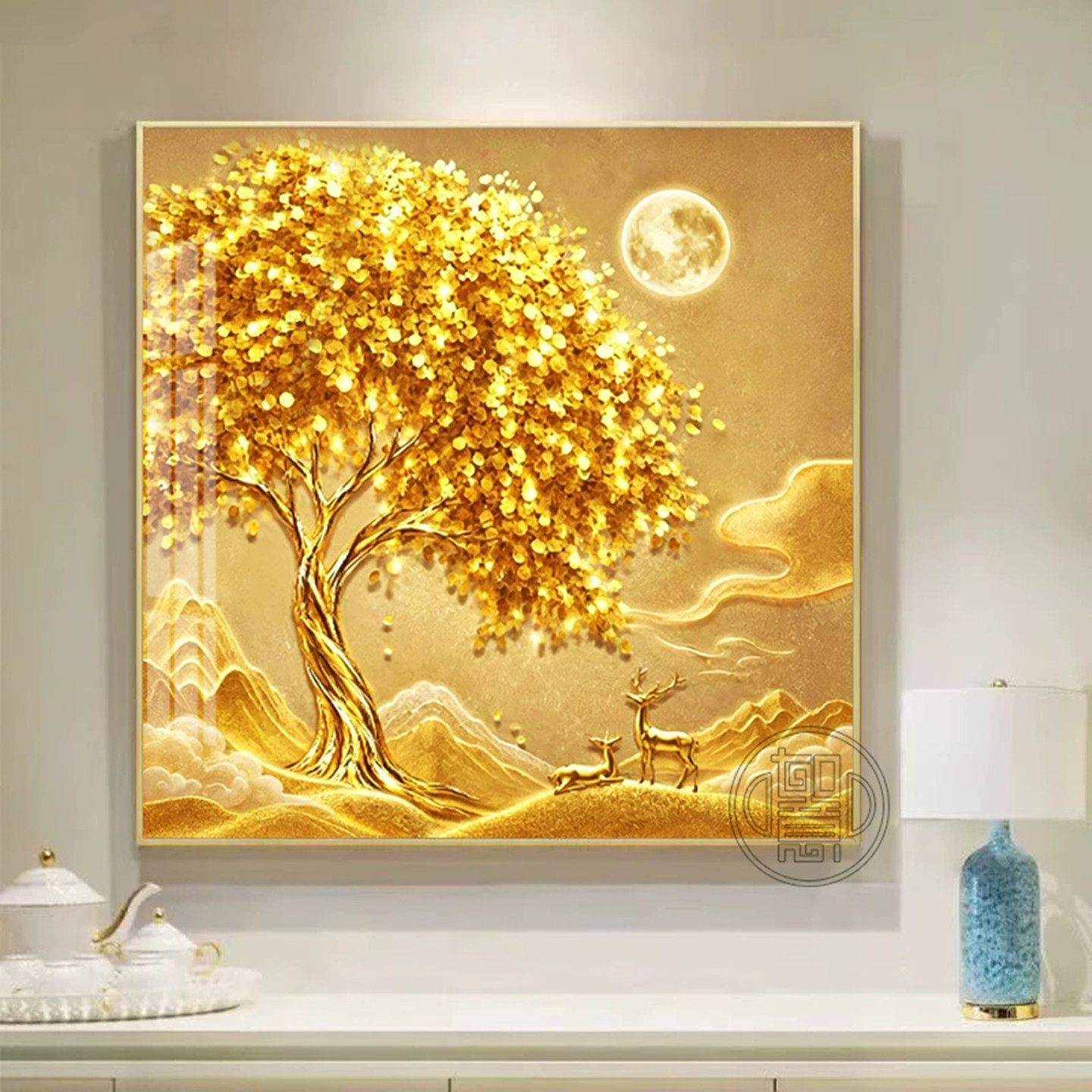 发财树钻石画2026新款高级感钻石贴画客厅麋鹿粘钻画钻石绣方钻图片