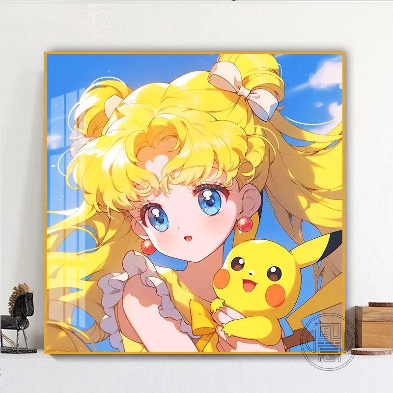 美少女战士钻石画2024新款儿童卧室砖石贴画卡通女孩点贴钻十字绣