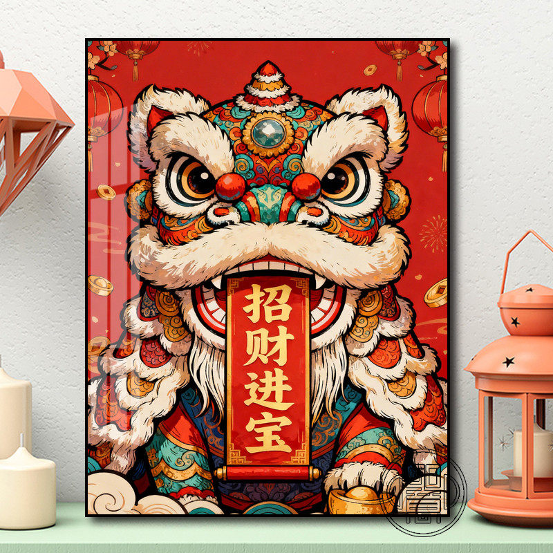 2026年新款钻石画招财进宝国潮醒狮钻石贴画中国风高难度砖石画,居家布艺,钻石绣,淘宝优惠券,粉丝福利购,淘宝优惠卷