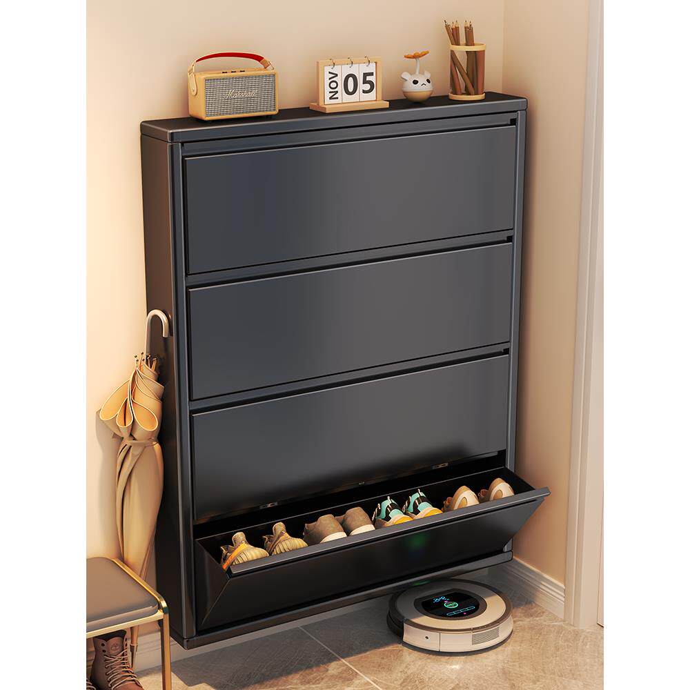 12cm超薄鞋柜钢制翻斗挂墙悬空小户型家用门口入户极窄鞋架玄关柜