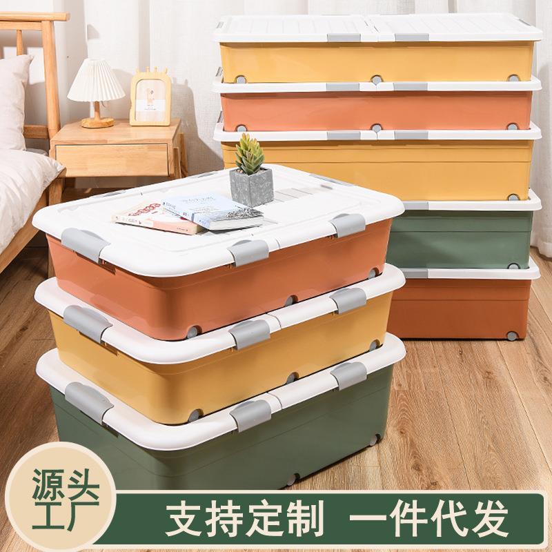 床底收纳箱带轮扁平整理箱抽屉式家用衣服储物神器床下收纳盒超大