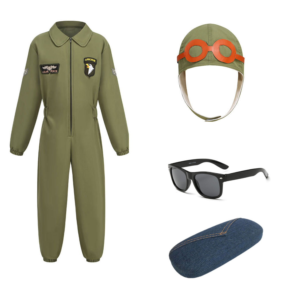 万圣节儿童飞行员制服连体衣男女