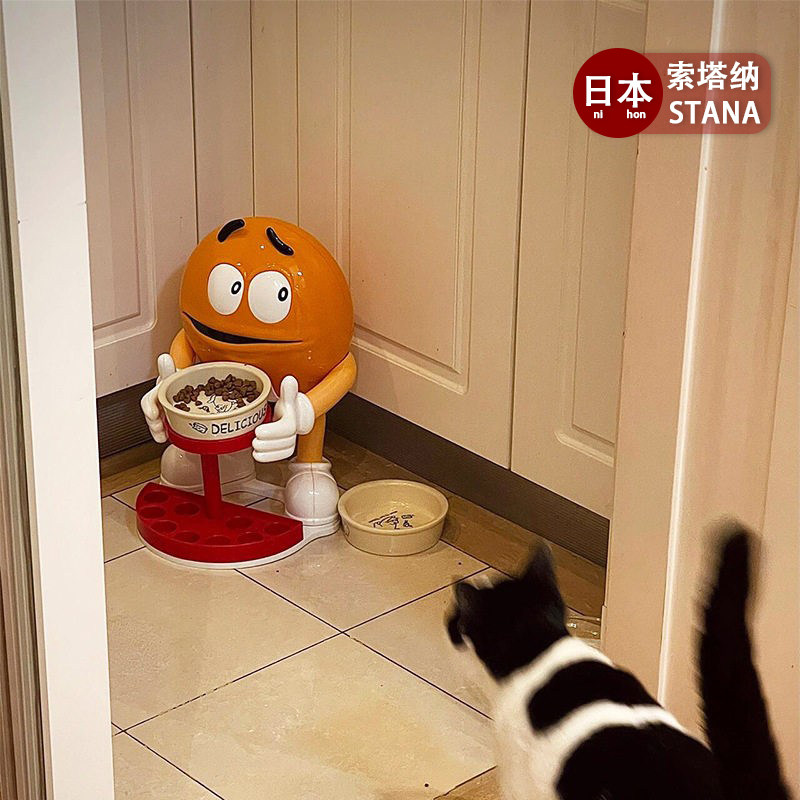 日本M豆摆件猫碗增高架猫食盆陶瓷不易打翻保护颈椎可拆卸宠物