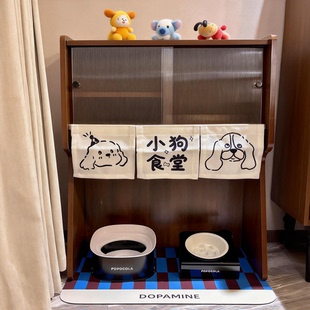 猫咪食堂置物架中古风狗狗饭堂猫粮罐头零食收纳架宠物用品储物柜